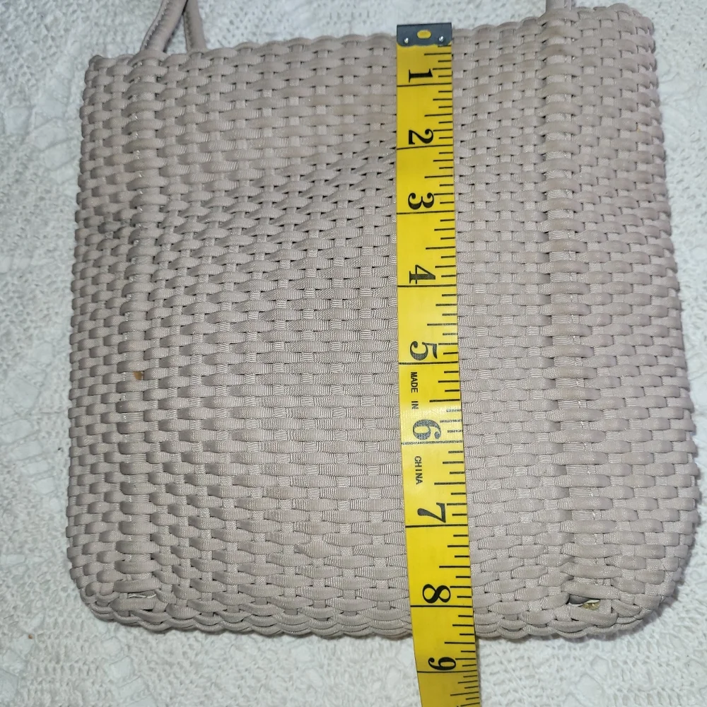 3/$20 Nine West Tan Taupe Woven Textured Shoulder Tote Bag - Picture 8 of 10